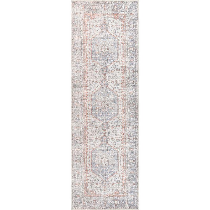 Jacquie Gray Floral Machine Washable Area Rug