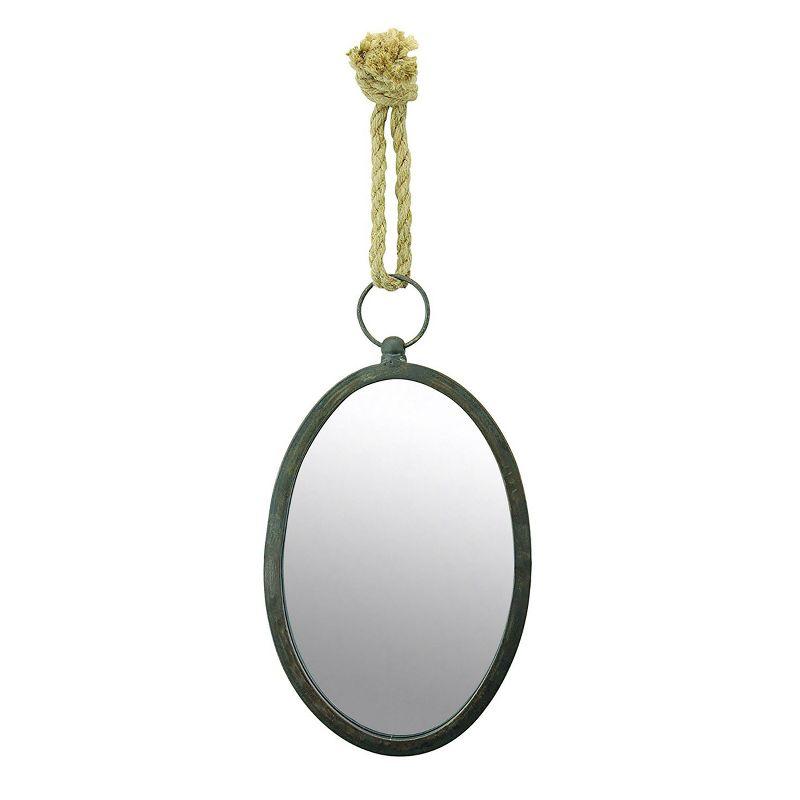 Large Oval Metal Wall Mirror with Rope Hanging Loop - Stonebriar Collection: Farmhouse Style, No Assembly Required