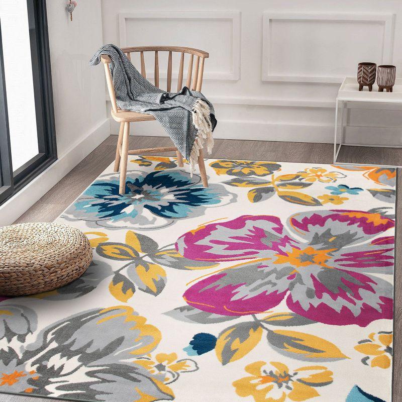 World Rug Gallery Modern Floral Design Multi 3'1" x 5' Area Rug