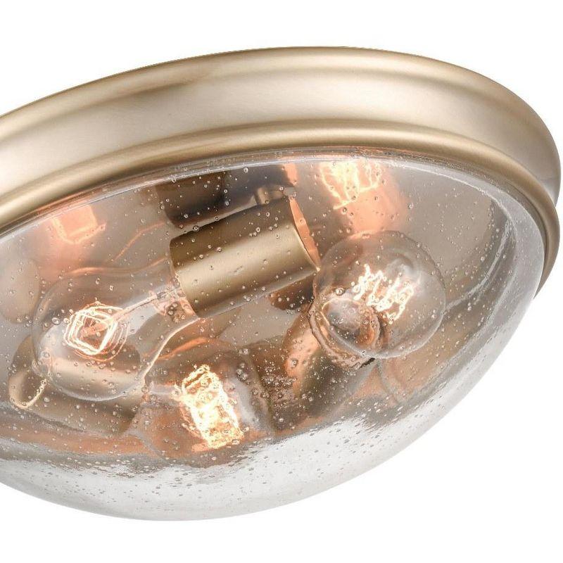 Elegant Rubbed Bronze Glass Bowl Flushmount Ceiling Light, 14"