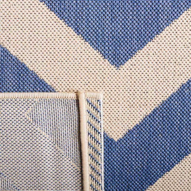 Courtyard CY6244 Power Loomed Indoor and Outdoor Area Rug - Blue/Beige - 6'7"x6'7" - Safavieh