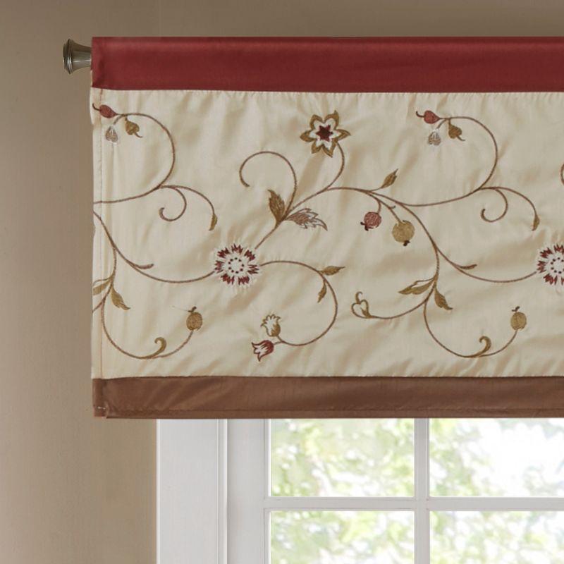 Serene Floral Embroidered 50'' W Window Valance