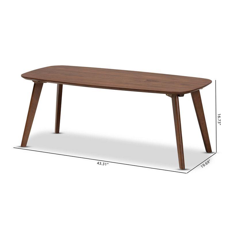 Dahlia Coffee Table Walnut - Baxton Studio: Mid-Century Modern Design, Rubberwood Frame, 43.3" Wide