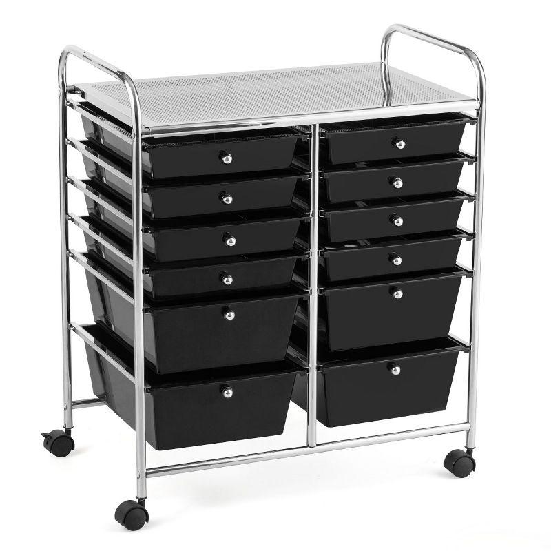 Costway 12 Drawers Rolling Cart Storage Mutlicolor Scrapbook Paper Studio Organizer Bins