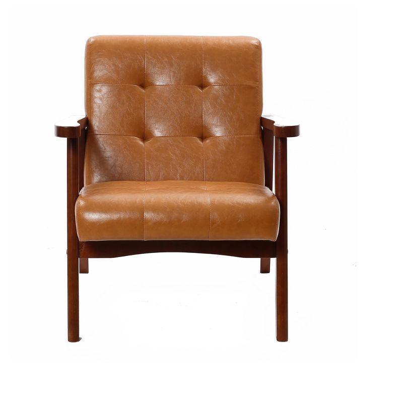 LuxenHome Accent Chair Living Room Upholstered Brown Armchair