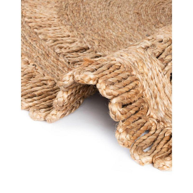 Unique Loom Braided Jute Floral Solid Indoor Braided Area Rug