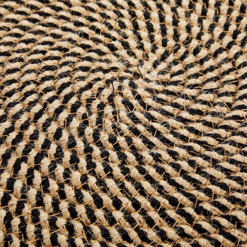 Farmlyn Creek Set of 4 Round Jute Placemats for Table, Woven Charger Mats for Plates (Blue and Tan Pattern, 13 in)