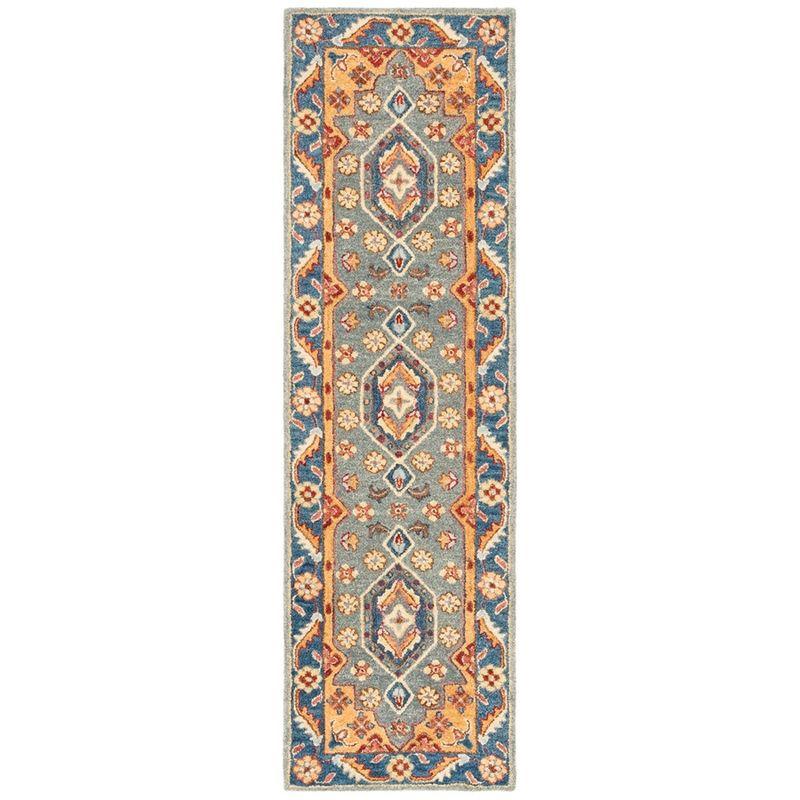 Antiquity AT504 Hand Tufted Runner Rug - Blue/Gold - 2'3"x8' - Safavieh.