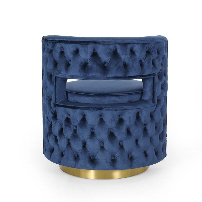 GDFStudio Freas Modern Open Back Velvet Swivel Club Chair, Cobalt
