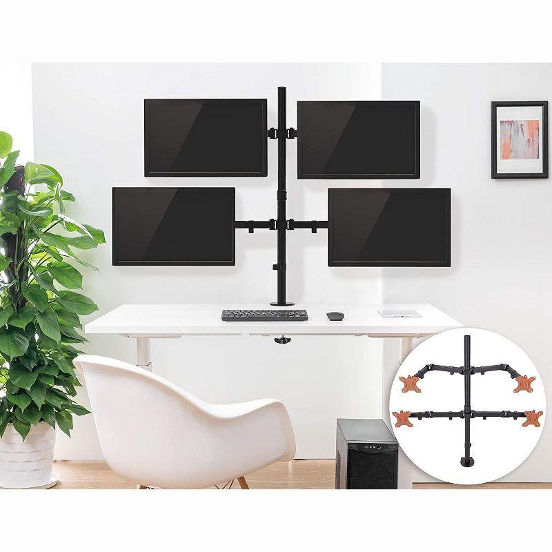 Adjustable Black Quad Monitor Mount with VESA Compatibility