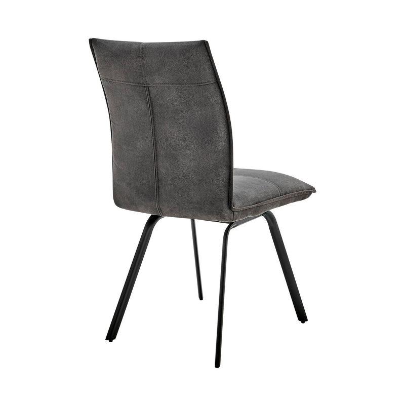 High Charcoal Metal Upholstered Side Chair Set of 2