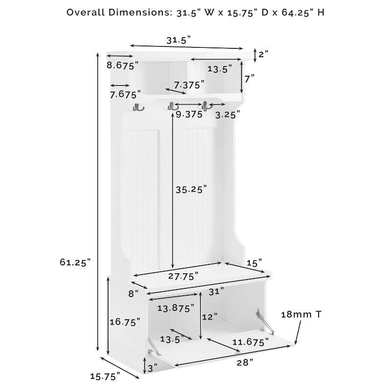 White Coastal Traditional Hall Tree with Storage and Hooks