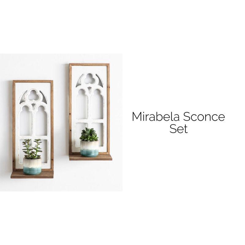 Kate and Laurel Mirabela Rectangle Wood Wall Sconce, 2 Piece, Rustic Brown and White