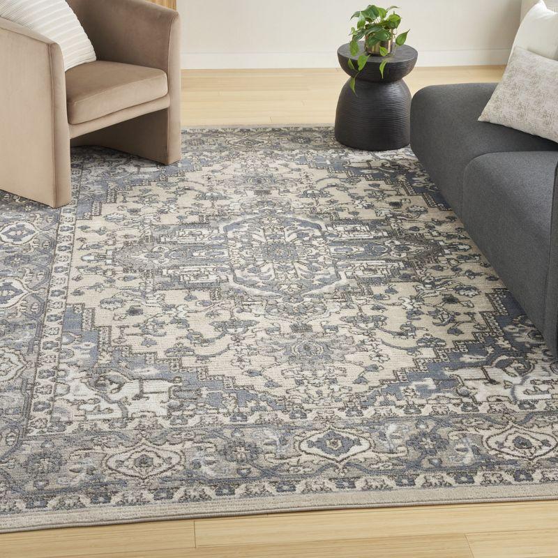 Nourison 8'10" x 11'10" Concerto Center Medallion Indoor Area Rug Ivory Blue