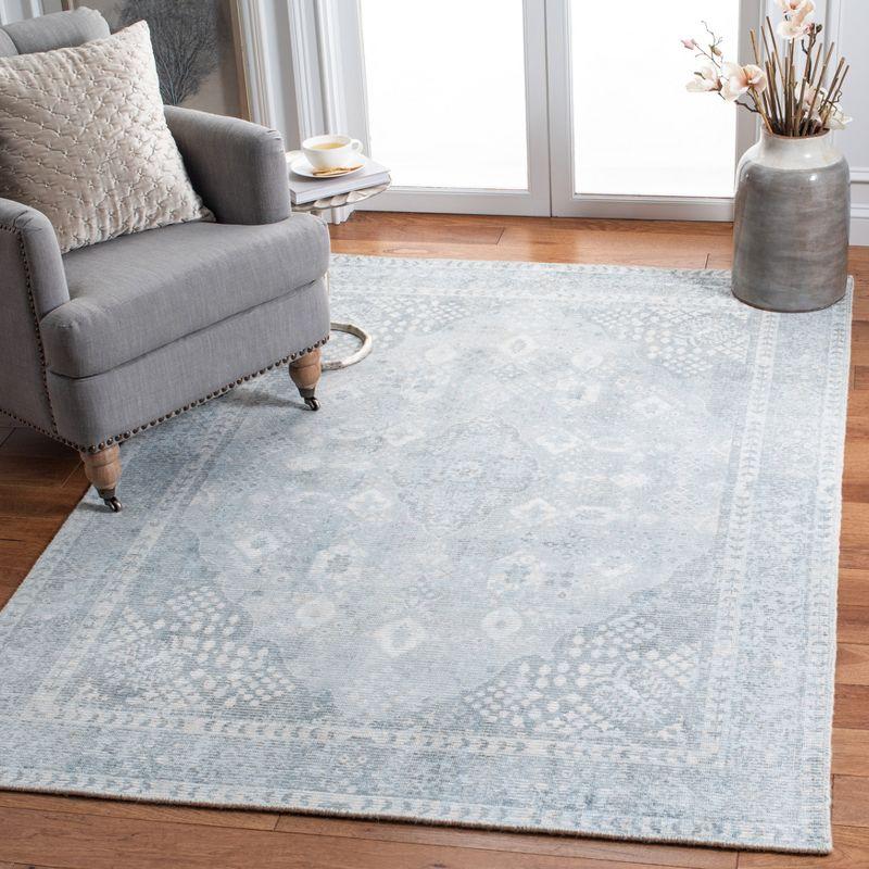 Restoration Vintage RVT708 Hand Loomed Indoor Accent Rug - 3'x5' - Grey/Light Blue - Safavieh