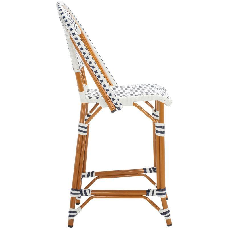 California Counter Stool - Indoor/Outdoor - PAT7532 - White/Navy - Safavieh