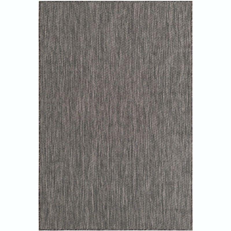 4' x 6' Black Synthetic Outdoor Area Rug: Flat Woven, Washable, Reversible