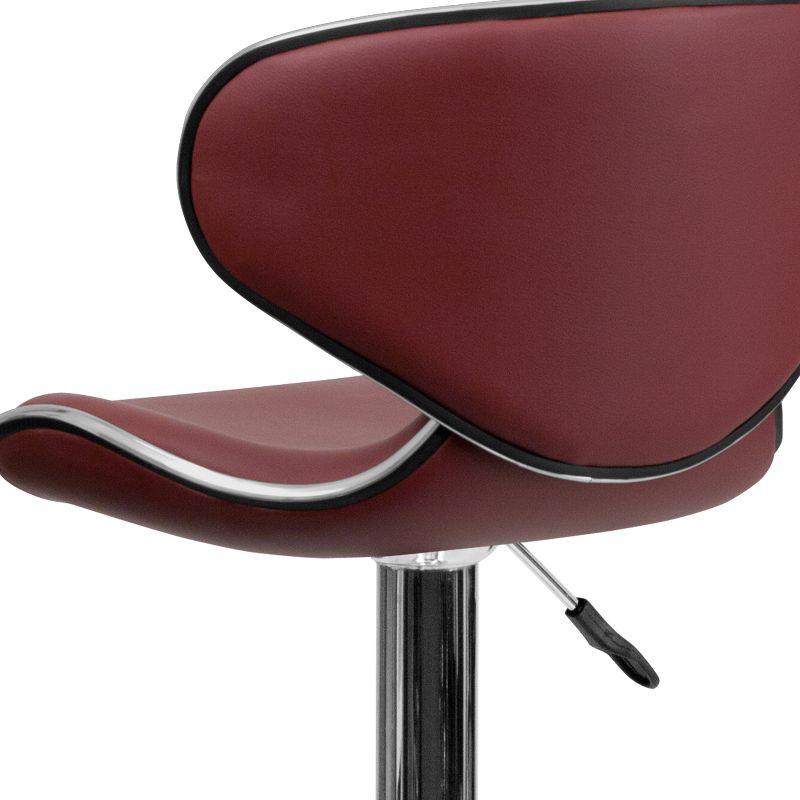 Ergonomic Burgundy Vinyl Adjustable Swivel Barstool with Chrome Base