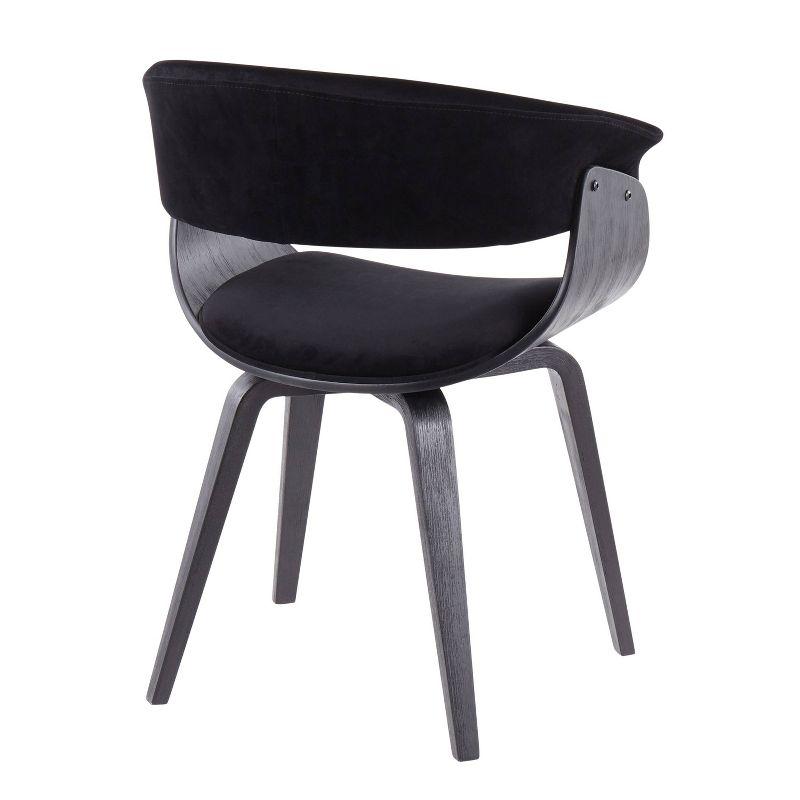 High Back Black Velvet and Wood Upholstered Chair