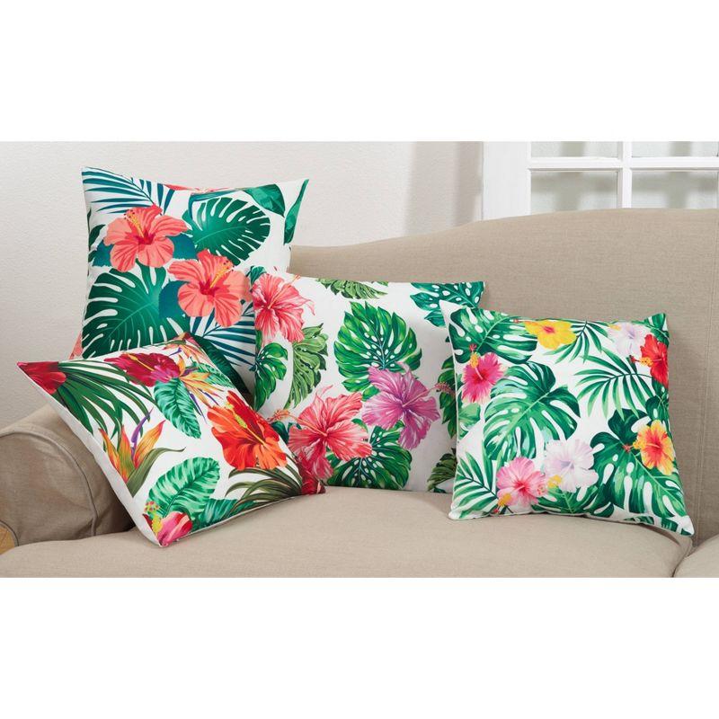 Saro Tahiti Collection Floral Throw Pillow