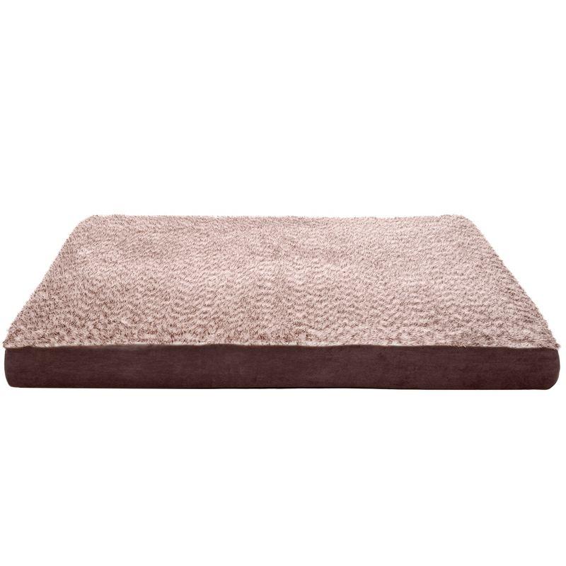 FurHaven Two-Tone Faux Fur and Suede Deluxe Orthopedic Dog Bed