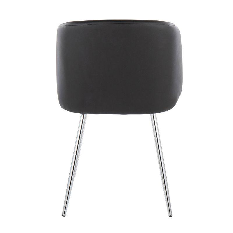 Set of 2 Fran Dining Chairs Chrome/Black - LumiSource: Upholstered, Metal Legs, Contemporary Style