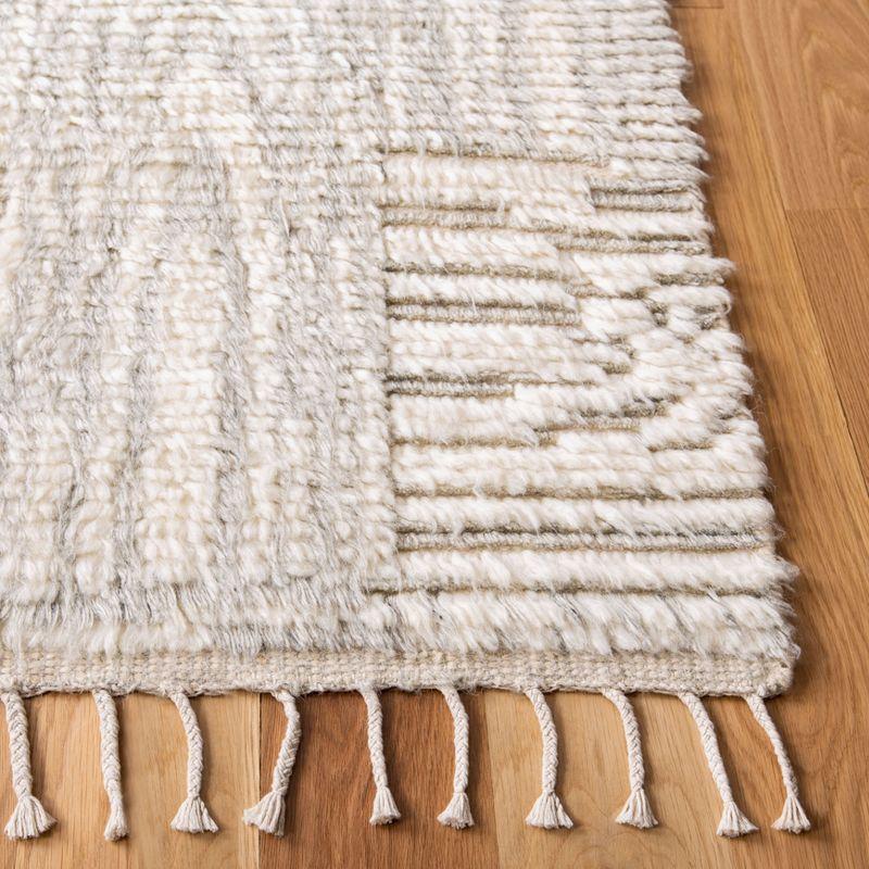 Ivory Shag Hand-Knotted Wool-Viscose Blend Rectangular Rug