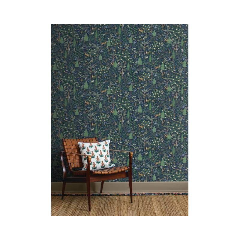 Woodland Navy and Green Peel and Stick Wallpaper