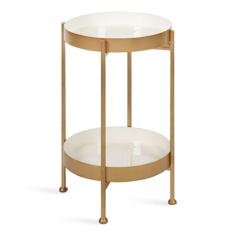 Nira Round Gold Metal Two-Tier Side Table