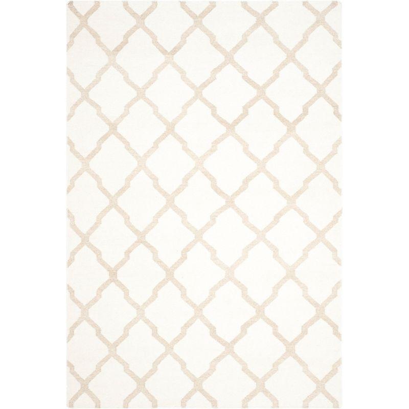 Ivory and Camel Handwoven Wool Flat Weave Area Rug