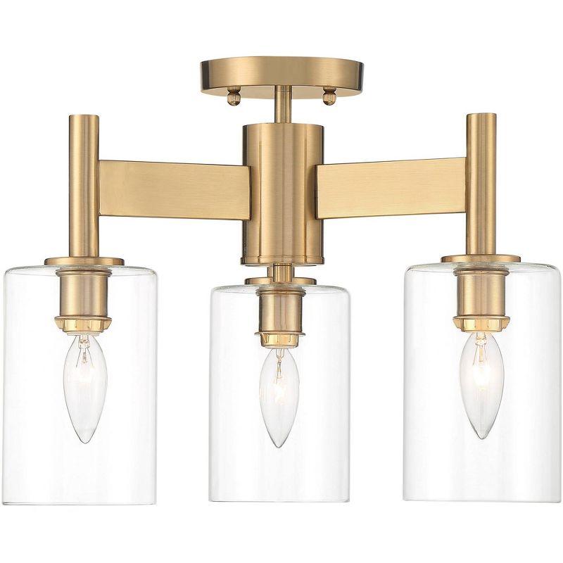 Possini Euro Design Lantico Modern Ceiling Light Semi Flush Mount Fixture 17" Wide Gold 3-Light Clear Glass for Bedroom Kitchen Living Room Hallway