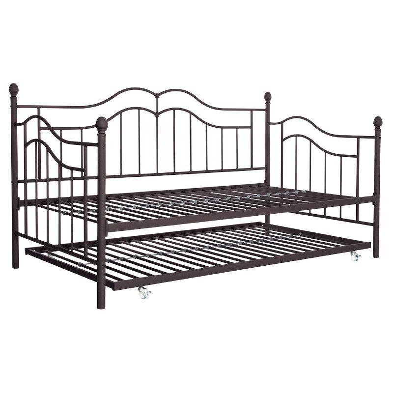 Bronze Twin Metal Daybed with Trundle and Headboard