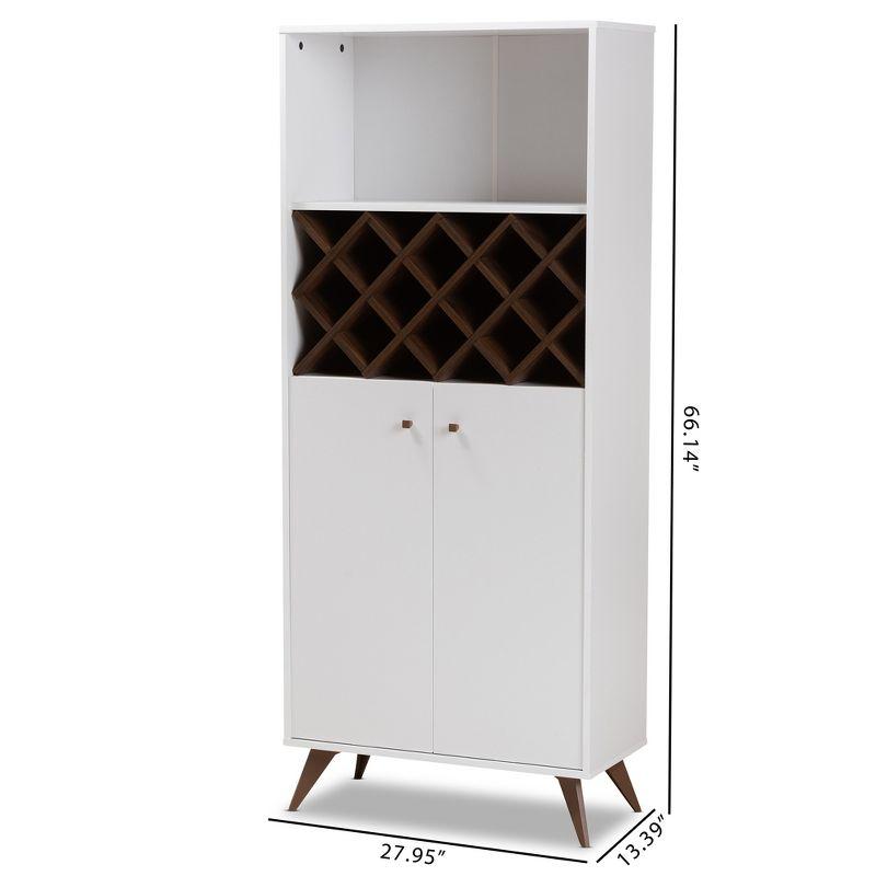 Serafino and Walnut Finished Wood Wine Cabinet White/Brown - BaxtonStudio