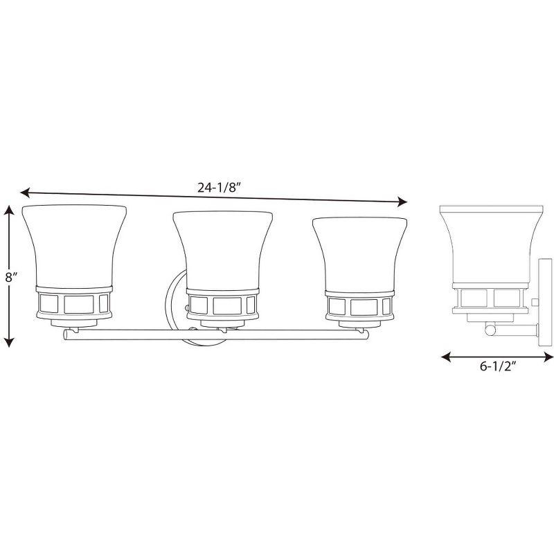 Progress Lighting Cascadia 3-Light Bath Vanity, Polished Chrome, Etched Glass Shades