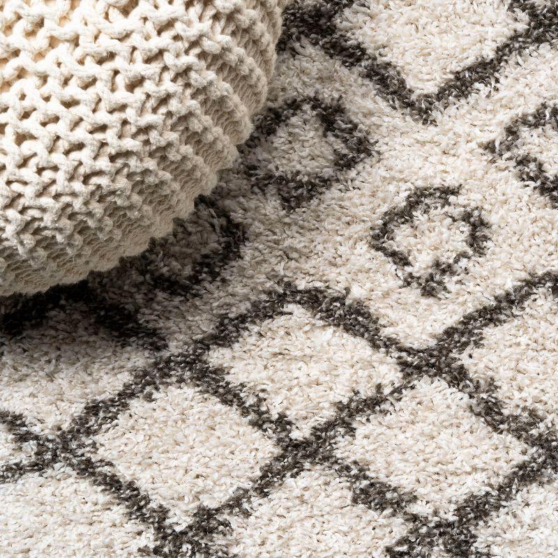 3'x5' Algaida Moroccan Diamond Shag Area Rug, Beige/Dark Gray - JONATHAN Y