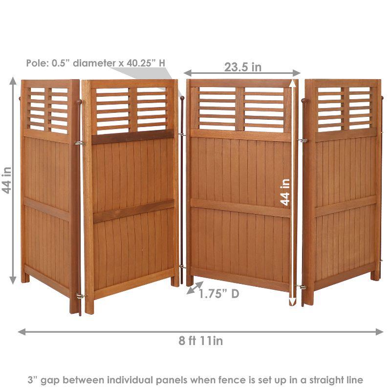 Sunnydaze Outdoor Patio or Porch Meranti Wood with Teak Oil Finish Folding Privacy Screen Fence - 44"