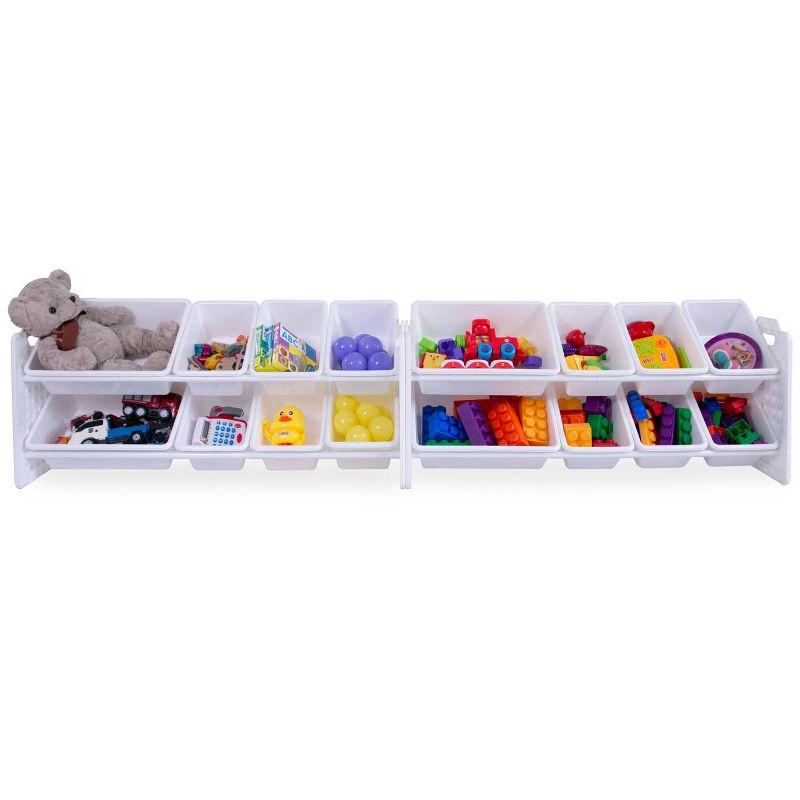 UNiPLAY Toy Organizer With 16 Removable Storage Bins and Block Play Panel, Multi-Size Bin Organizer