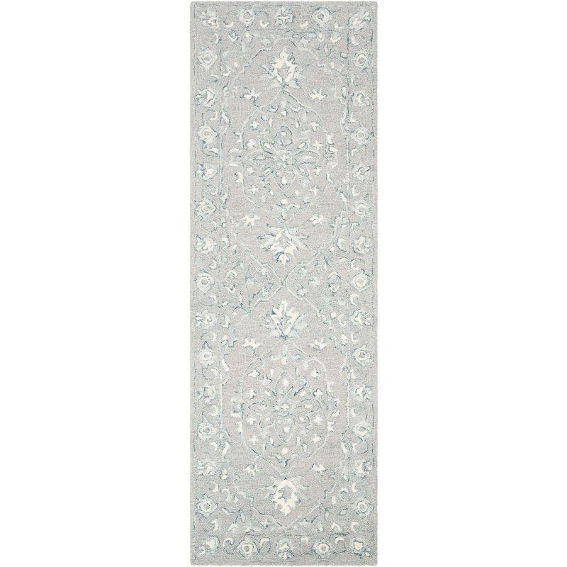 Ivory and Light Grey Wool Tufted Runner Rug