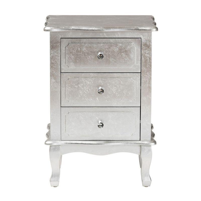 Baxton Studio Newton Classic and Traditional Silver Finished Wood 3-Drawer End Table