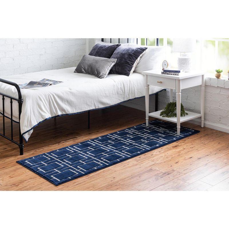 Glam Navy Blue Silver Area Rug