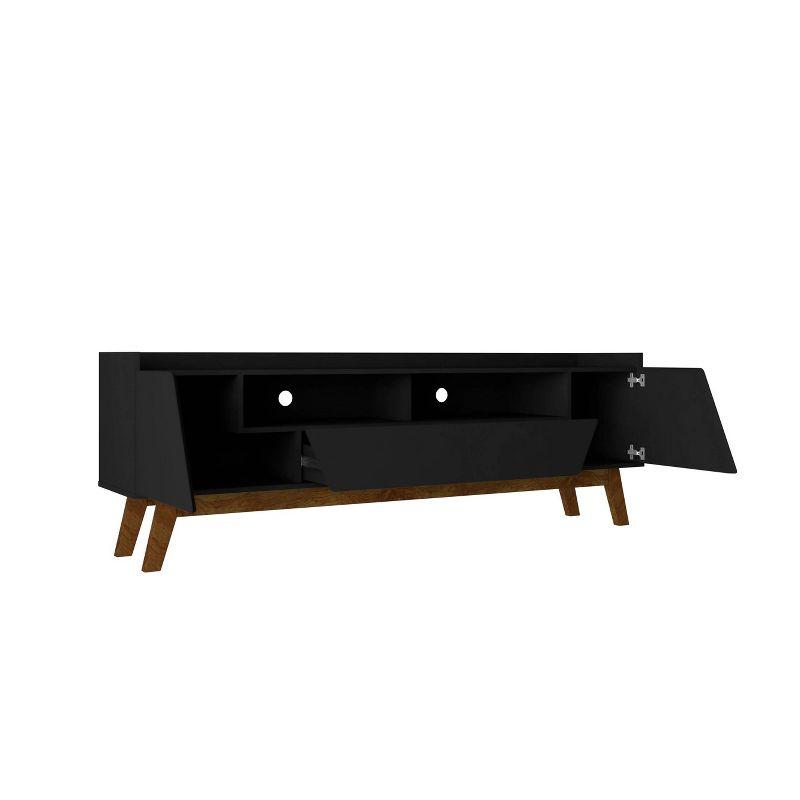 Marcus Mid-Century Modern 4 Shelf TV Stand for 65-70" TVs, Cable Management - Manhattan Comfort