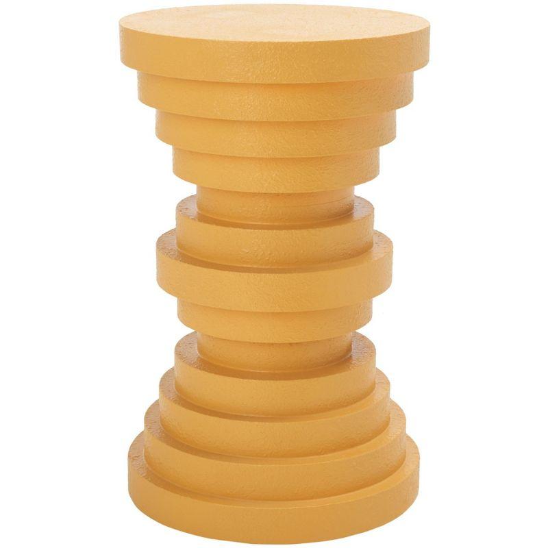 Ali Yellow Fluted Round Wood Accent Table