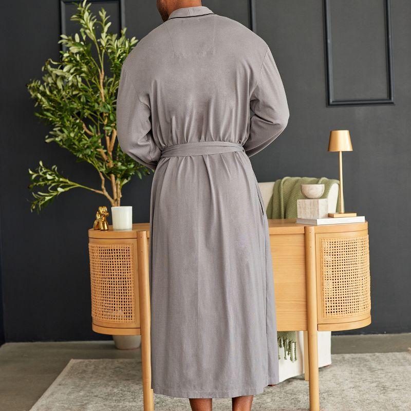 ADR Men's Robes, Mens Bathrobes Lightweight, Mens Robes with Pockets, Soft Cotton Knit Robe for Men Steel Gray Large