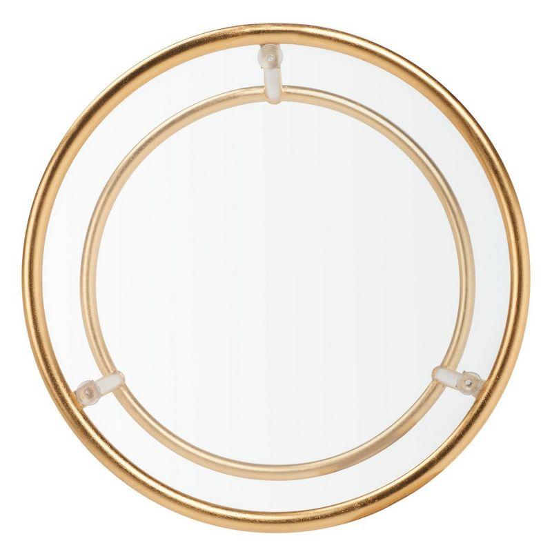 Transitional 15'' Gold Metal & Glass Round Mirrored Accent Table