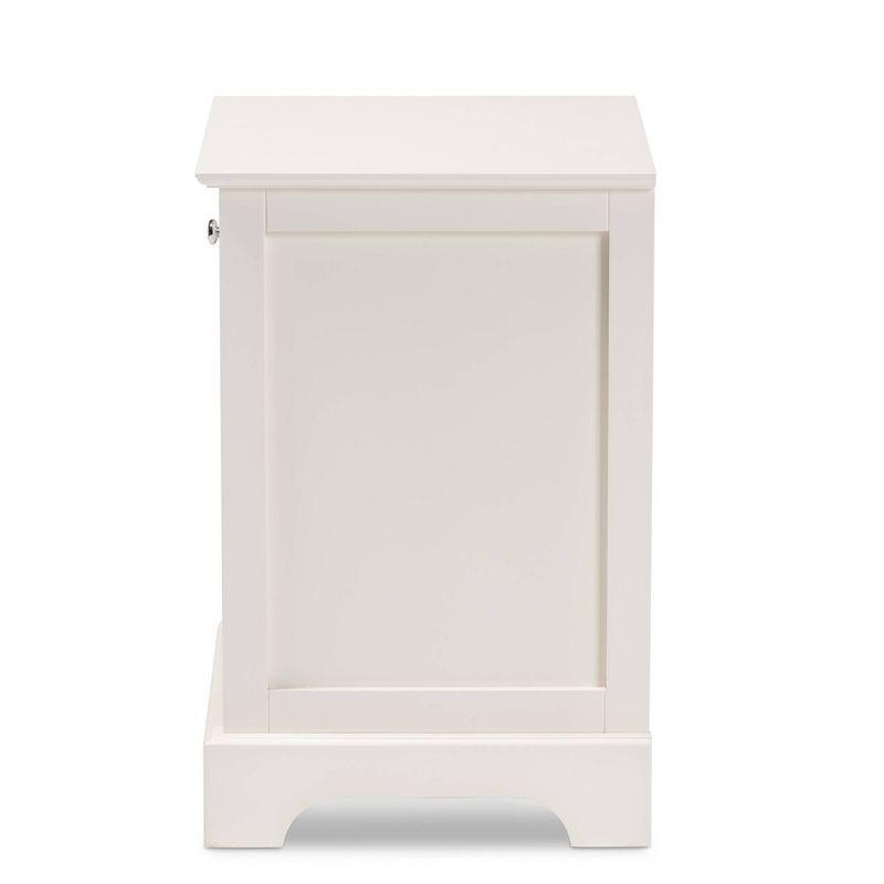 1 Drawer Chase Wood Nightstand White - Baxton Studio: Silver Knob, Open Shelf Storage