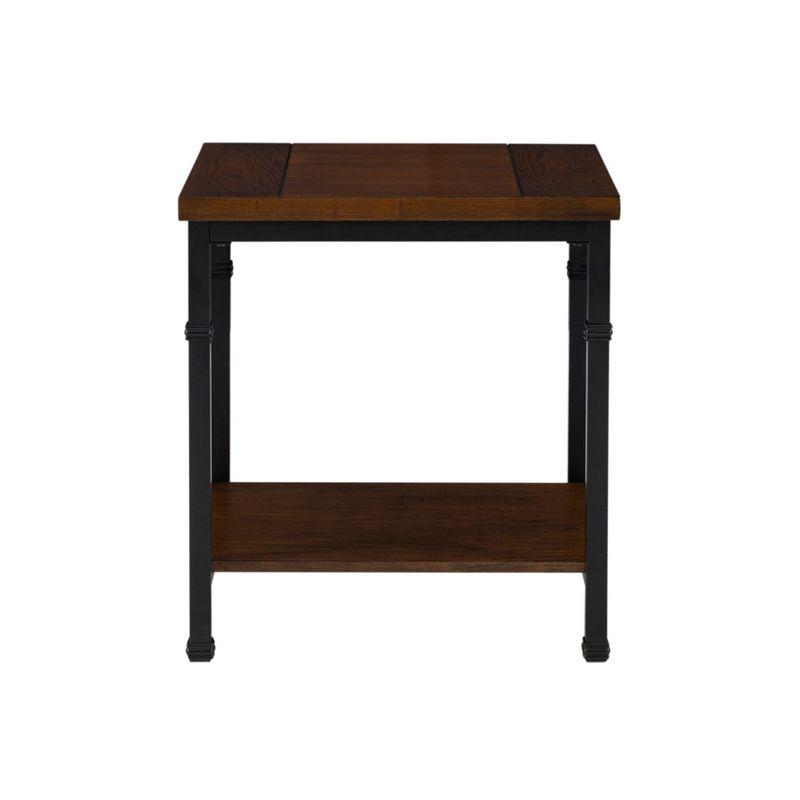 Linon Austin Industrial Style Metal End Table with Shelf Brown/Black: Sturdy Bedside Table, 20" Width