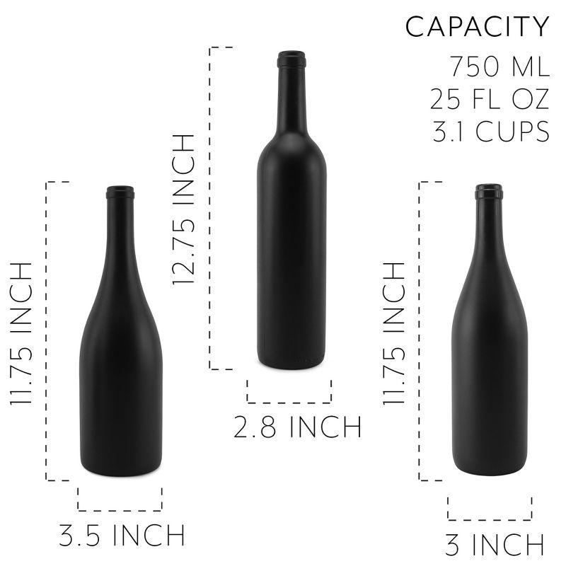 Cornucopia Brands Black Wine Bottles w/Corks, 3pc Set; Black Matte Coated Glass Wine Bottles Various Sizes