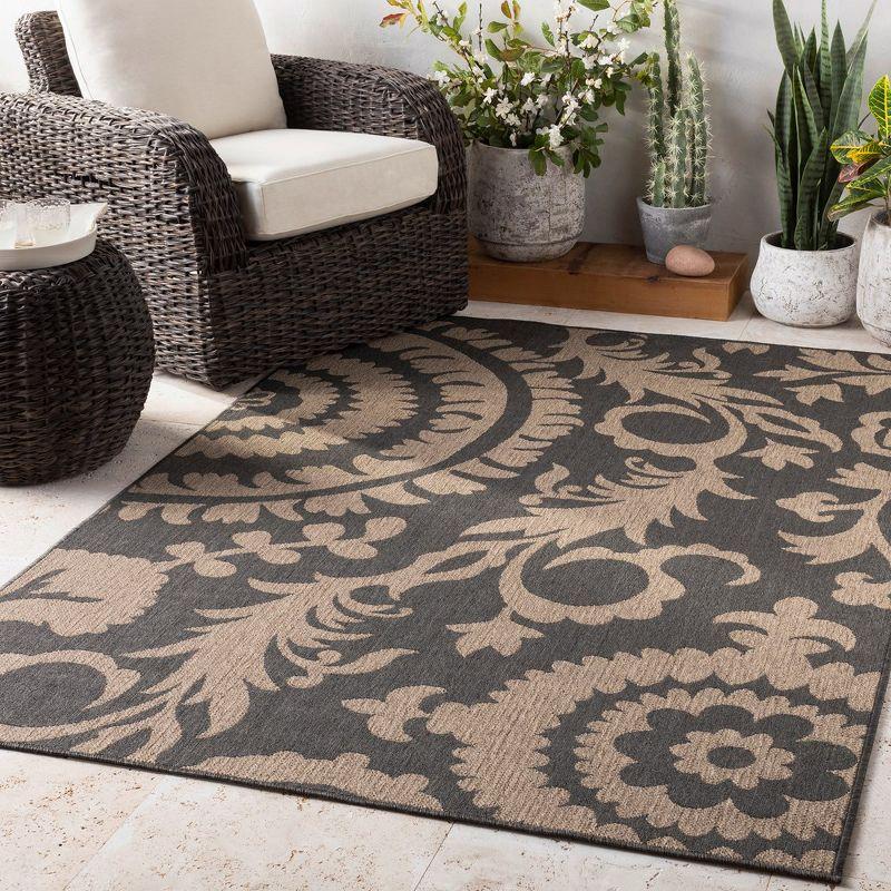 Nancy Black and Cream Hand-Knotted Wool Square Rug