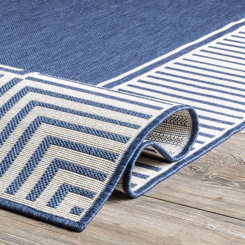 nuLOOM 4' x 6' Outdoor Area Rug, Stain Resistant, Weather Resistant, High Traffic, Patio, Balcony, Outside, Living Room, Dining Room, Asha Navy