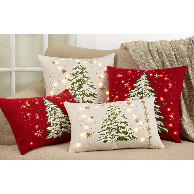 Saro Lifestyle Christmas Tree Throw Pillow With LED Lights